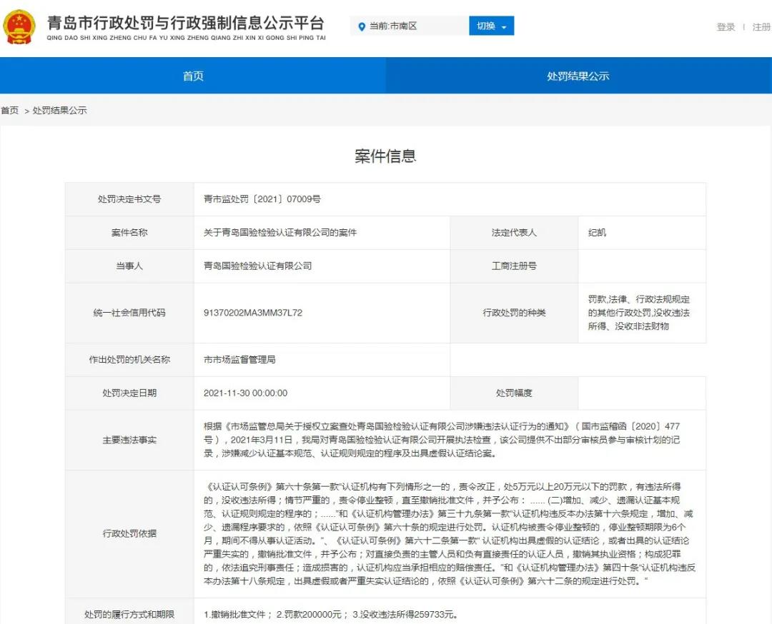 企業選擇認證機構要注意了！涉嫌出具虛假認證結論，一機構被罰